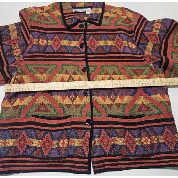 Jane Ashley Women's XL Boho Multicolor Southwestern Aztec Tapestry Jacket - Picture 4 of 6